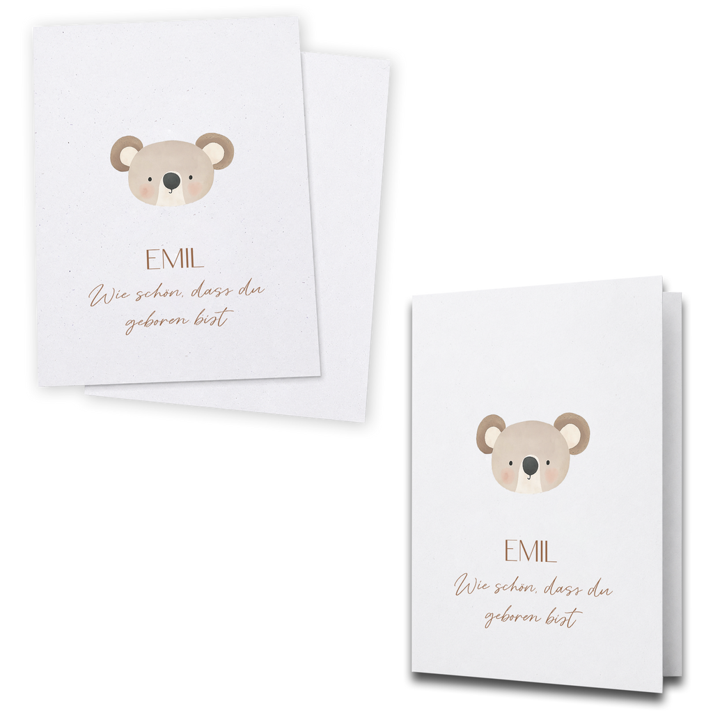 Glückwunschkarte Baby personalisiert | Koala