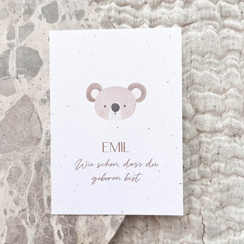 Glückwunschkarte Baby personalisiert | Koala