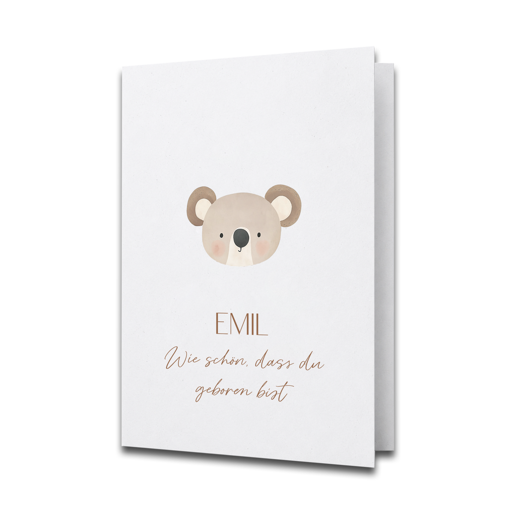 Glückwunschkarte Baby personalisiert | Koala