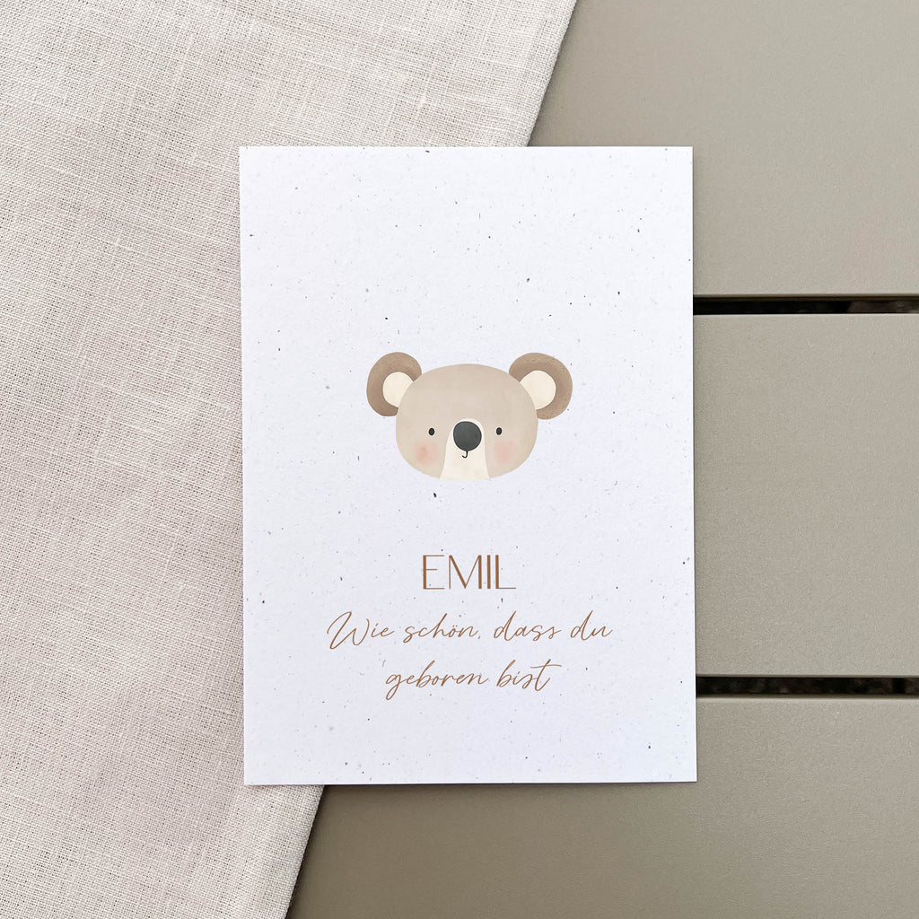 Glückwunschkarte Baby personalisiert | Koala