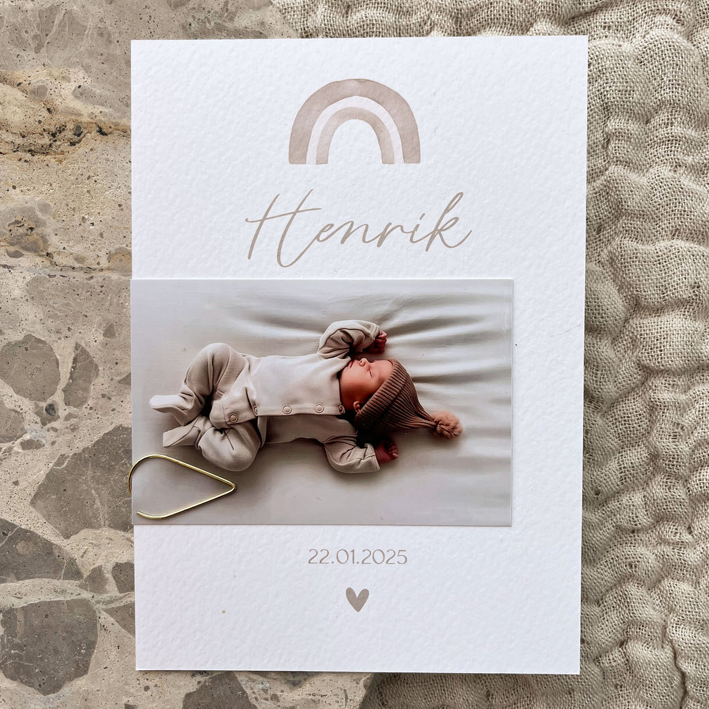 Baby-Danksagung Regenbogen | Personalisierbar | DIN A6