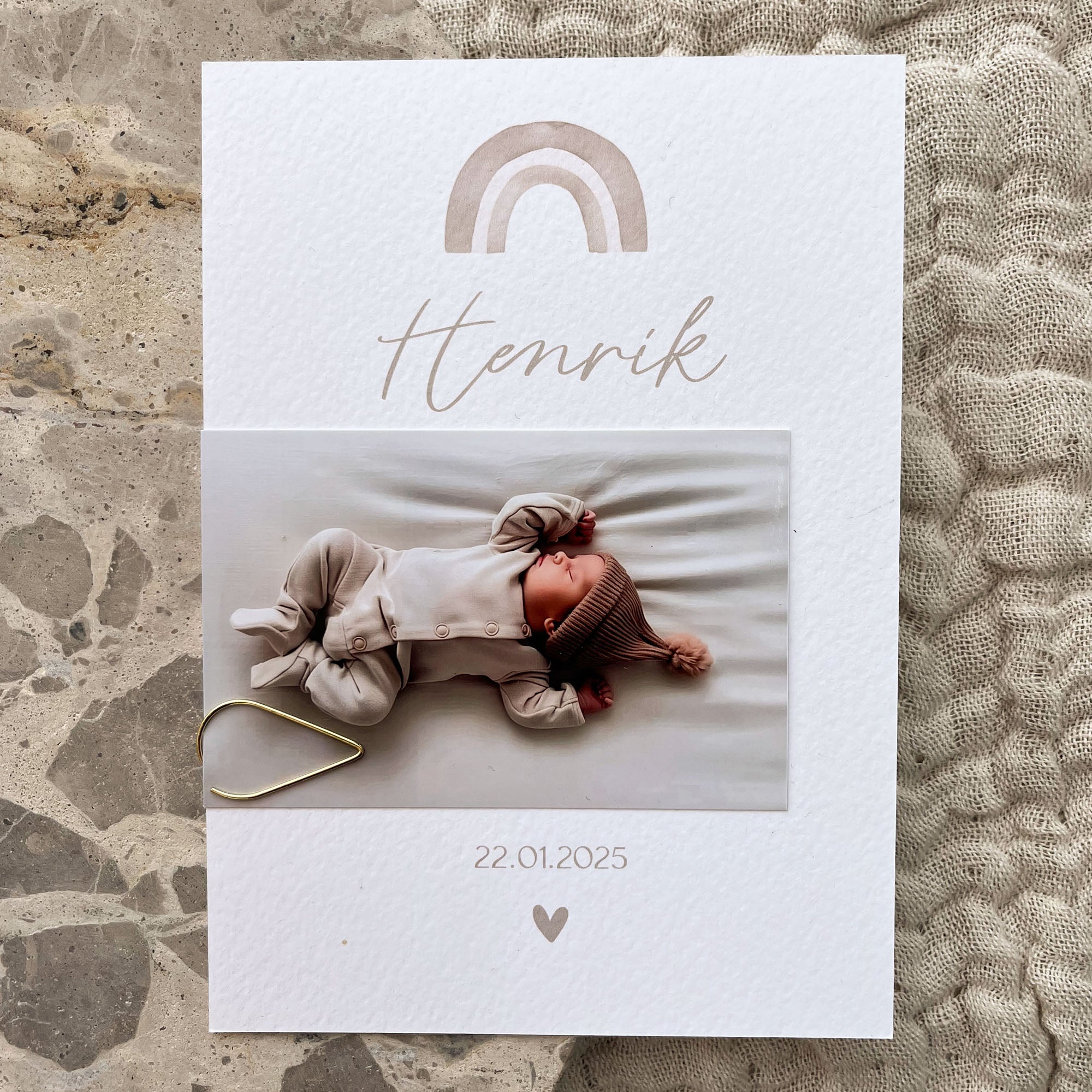 Baby-Danksagung Regenbogen | Personalisierbar | DIN A6