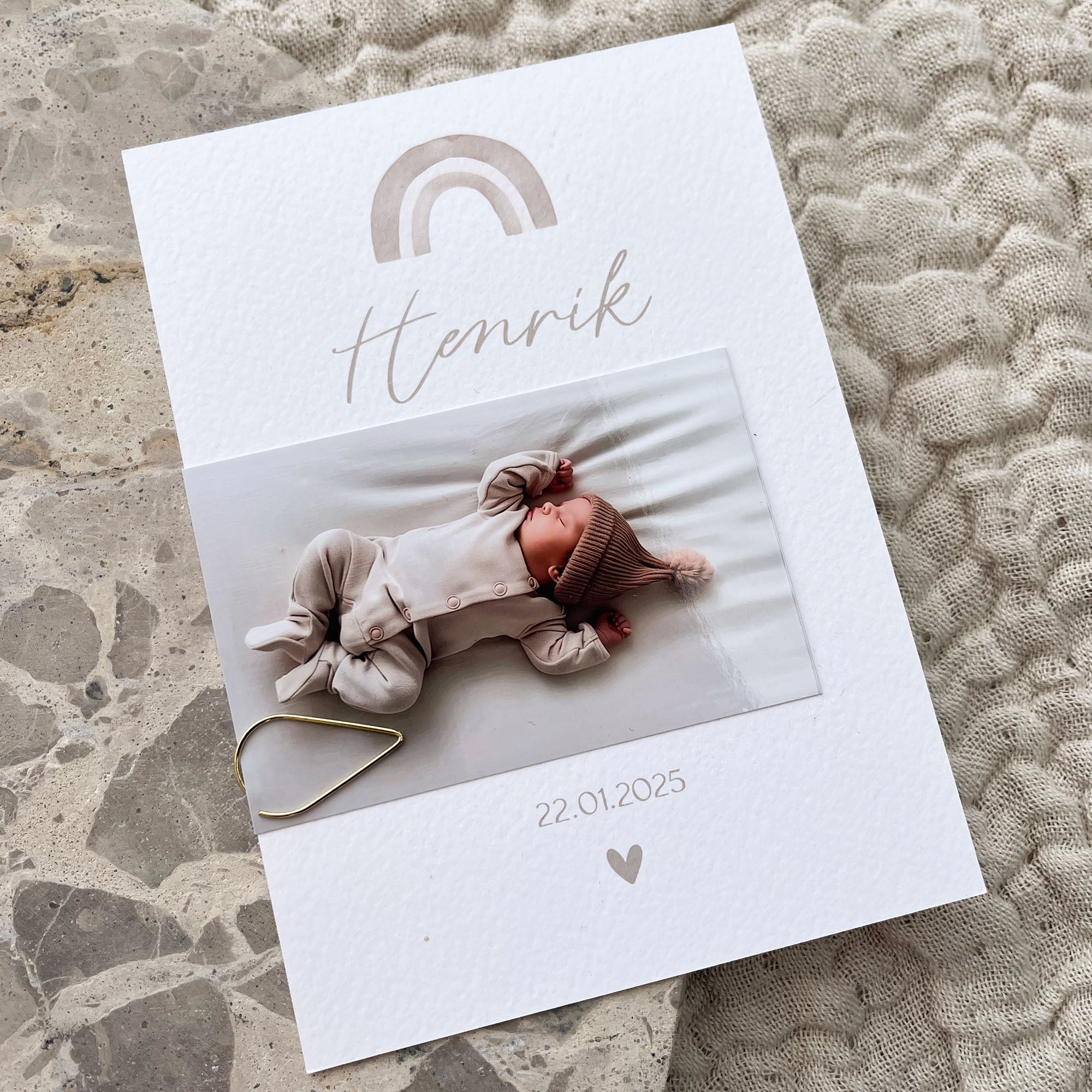 Baby-Danksagung Regenbogen | Personalisierbar | DIN A6