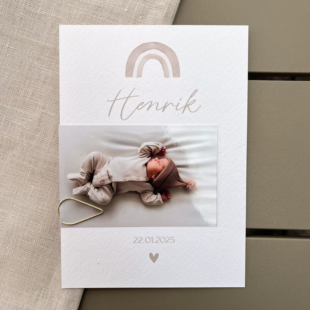 Baby-Danksagung Regenbogen | Personalisierbar | DIN A6