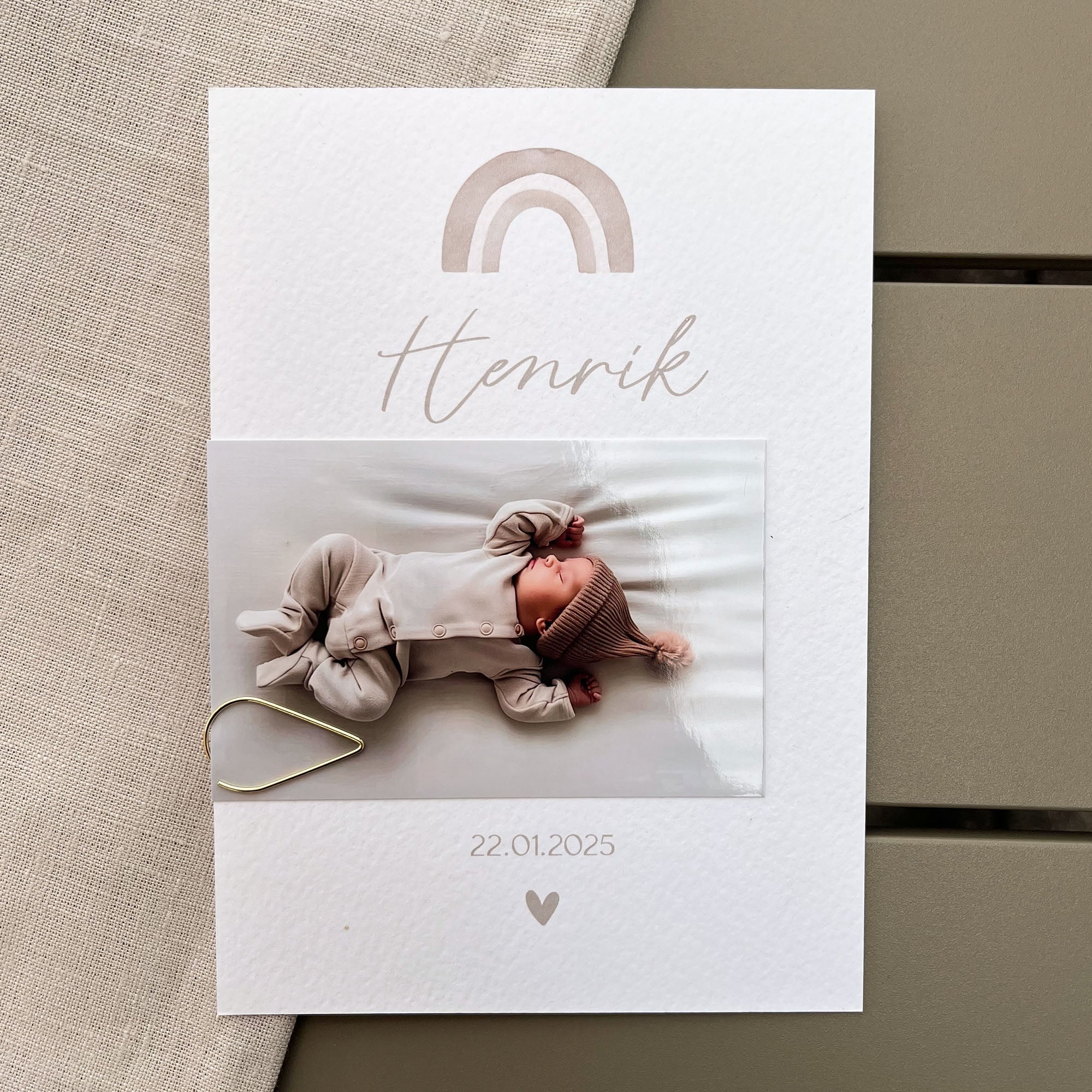 Baby-Danksagung Regenbogen | Personalisierbar | DIN A6